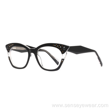 Luxury Rhinestone Diamond Acetate Optical Frame Glasses